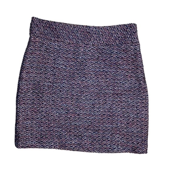 Loft Boucle Tweed Skirt Sz 2 Twee Preppy Academia Blue Pink Career A Line Mini - Picture 5 of 9